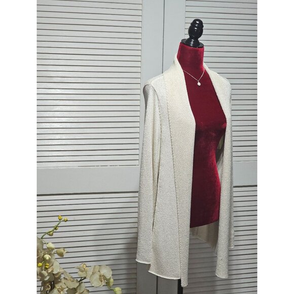 Eileen Fisher Women's Cream Silk Blend Open Front Cardigan Sweater Size 1X 2876 - Picture 2 of 8